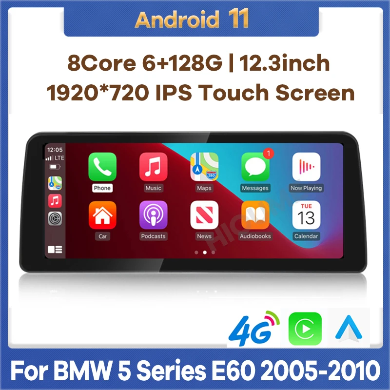 

12.3" Android 11 6G 128G Car Multimedia Player GPS Radio for BMW 5/3 Series E60 E61 E62 E63 E90 E91 Auto Stereo Video CarPlay