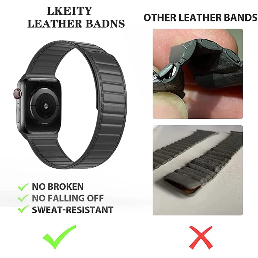 Leather Magnetic Loop Strap for Apple Watch 49mm 45mm 41mm 44mm 40mm 42mmReplaceable Bracelet Wristband for iWatch Ultra 87654SE