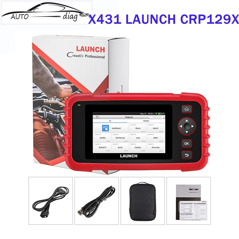 Диагностический сканер LAUNCH X431 CRP129X OBD2, автомобильный диагностический инструмент, поддержка двигателя ABS SRS AT Oil SAS EPB TPMS, сброс OBDII, считыватель кодов pk CR123