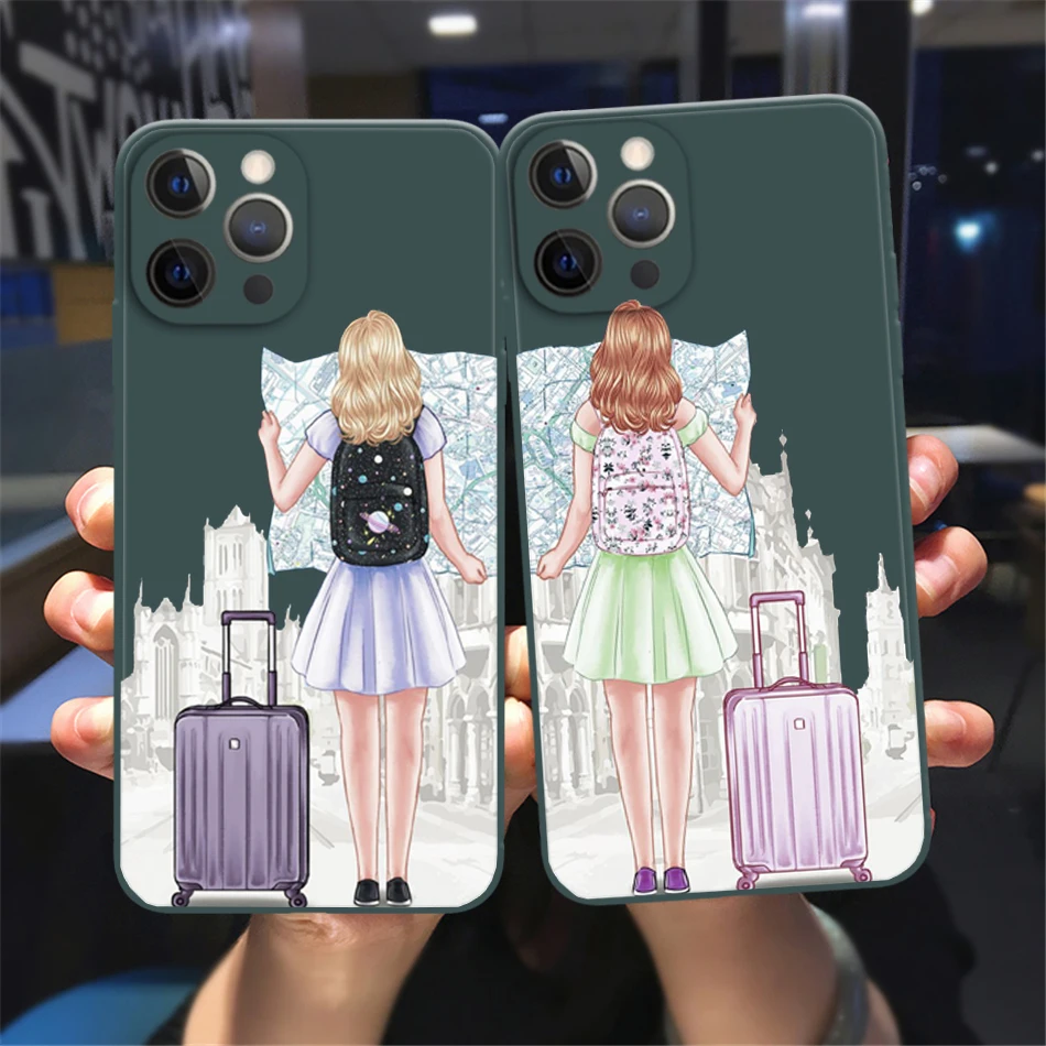 

Travel Girls Bff Best Friends Forever Phone Case For iPhone 13 12 11 14 Pro Max XS Max XR X 8 7 14 Plus Soft Bumper Back Cover