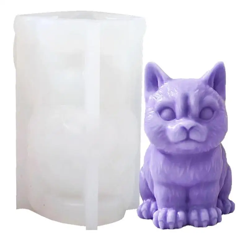 

3d силиконовая форма в виде кота в форме кошки Мейн-енота прочные формы для свечей подсвечник для изготовления свечей неправильной формы Дек...