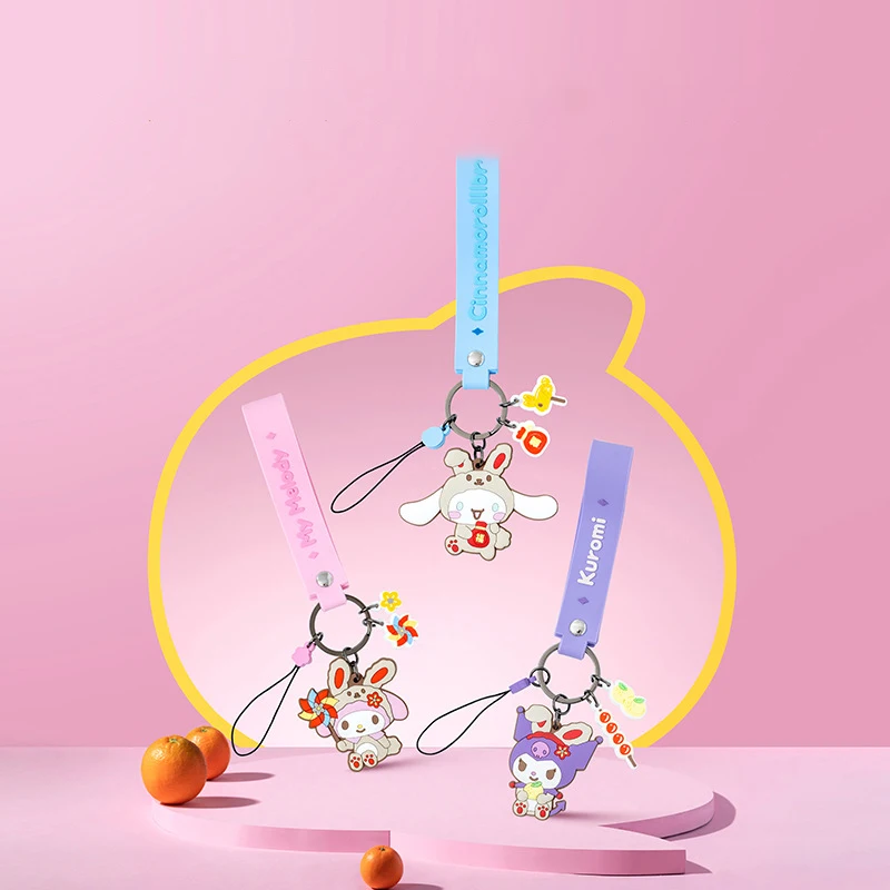 

Sanrios Cinnamoroll My Melody Kuromi, милый мультяшный брелок для ключей, подвеска для рюкзака