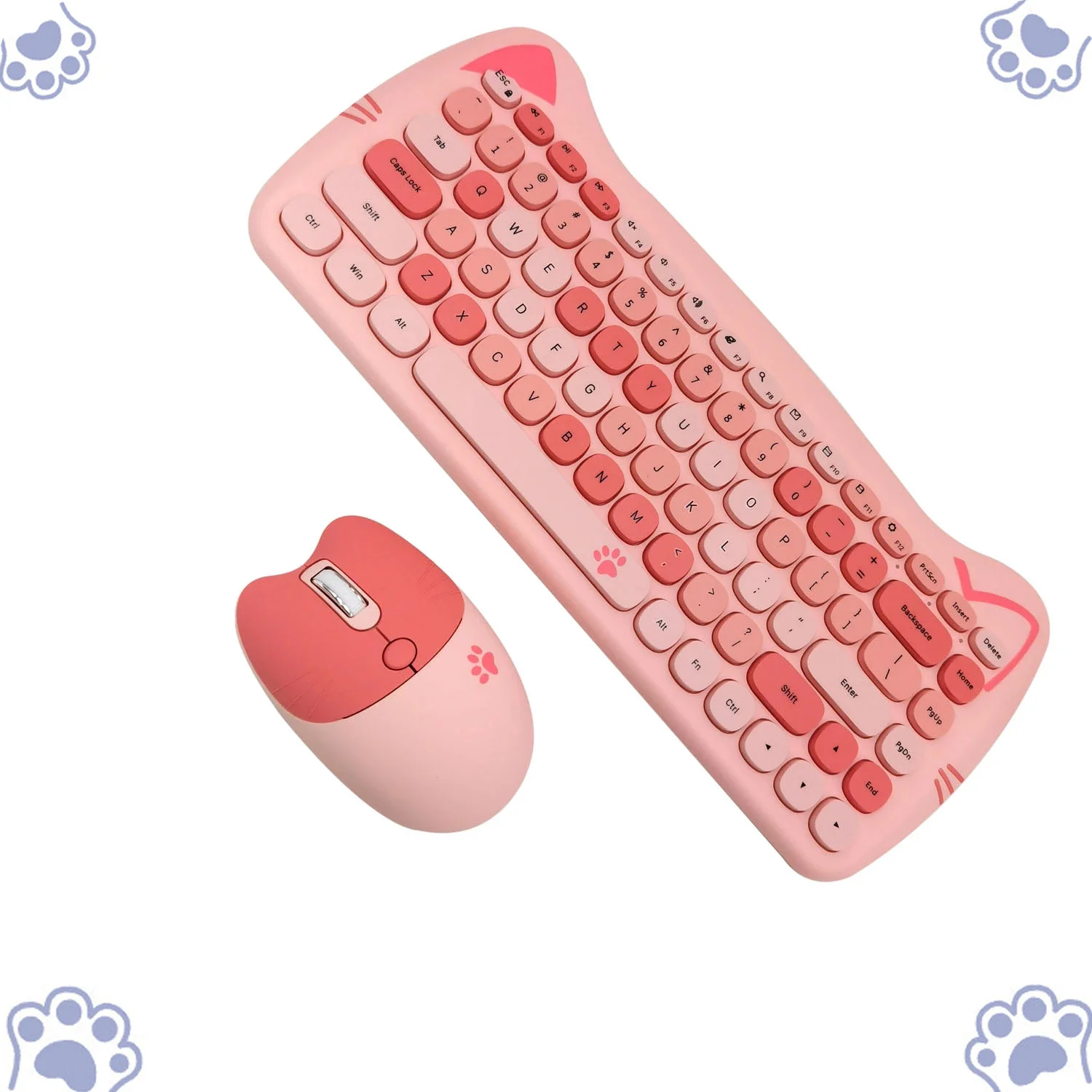 2.4G Wireless Keyboard Mouse Combos Creative Cute Pink Keyboards and Mouse Set For Home Office Girl Gifts Laptop PC Gamer Kit