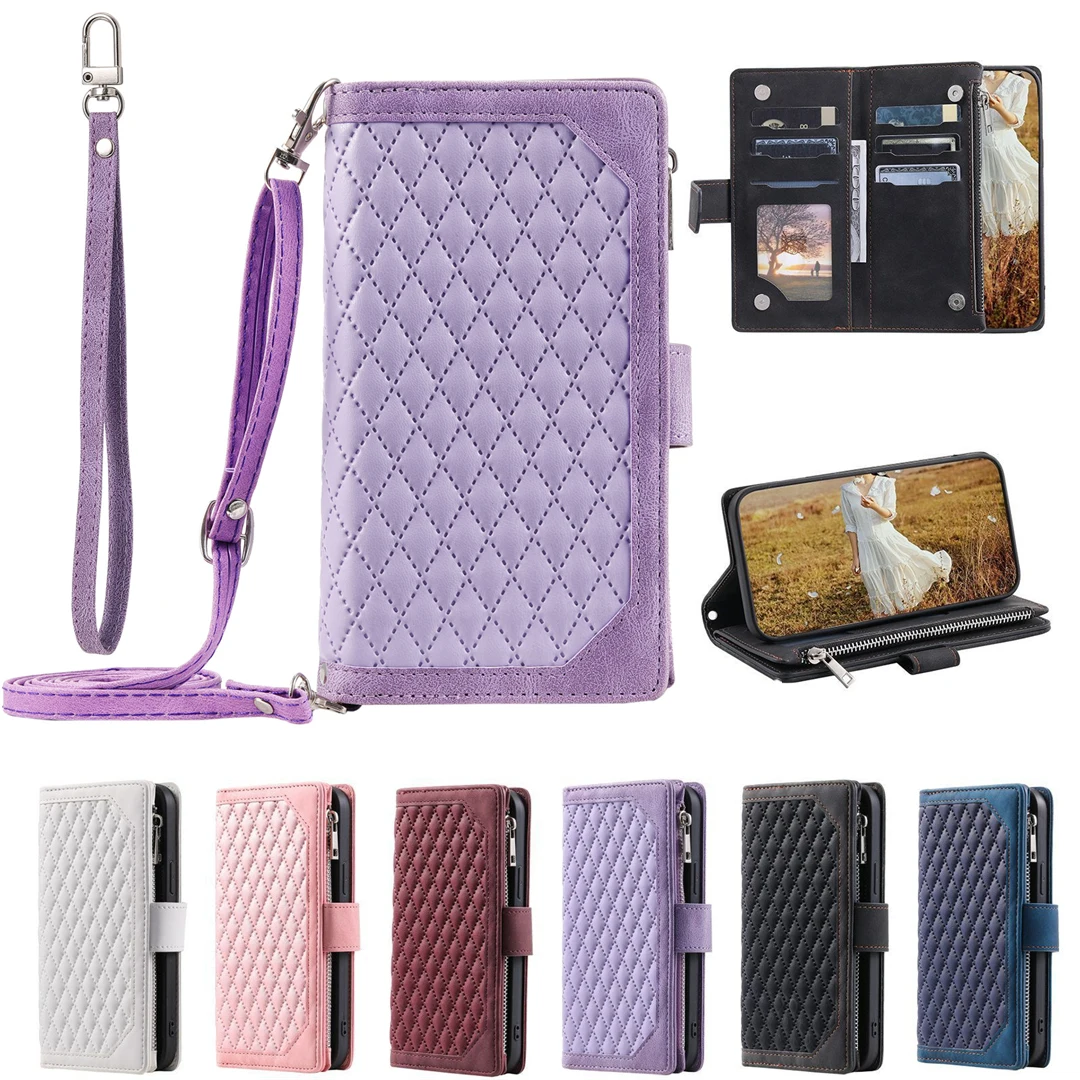 

Luxury Leather Case For IPhone 15 14 Pro Max Walllet Card Holder Plaid Retro Flip Cover For IPhone 15 PLUS Smartphone Cases