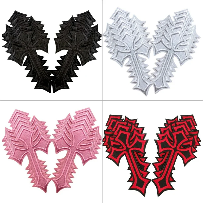

10PCS LOT Cross Embroidered Patches for Clothing Sewing Badges Applique Patches on Clothes Ironing Clothing Jeans Black Cross