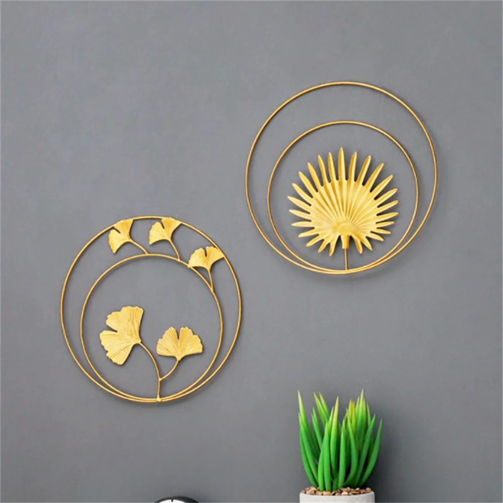 

Nordic Living Room Wall Decorations Gold Metal Leaf Picture Frame For Background Modern Home Furnishing Wrought Iron Craft Decor