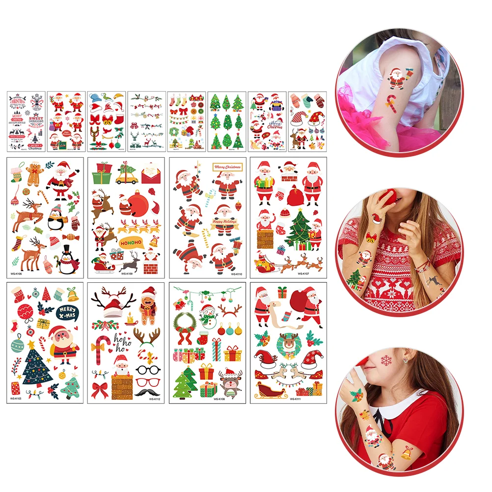 

16 Sheets Christmas Sticker Kids Temporary Christmas Decals Temporary Sticker