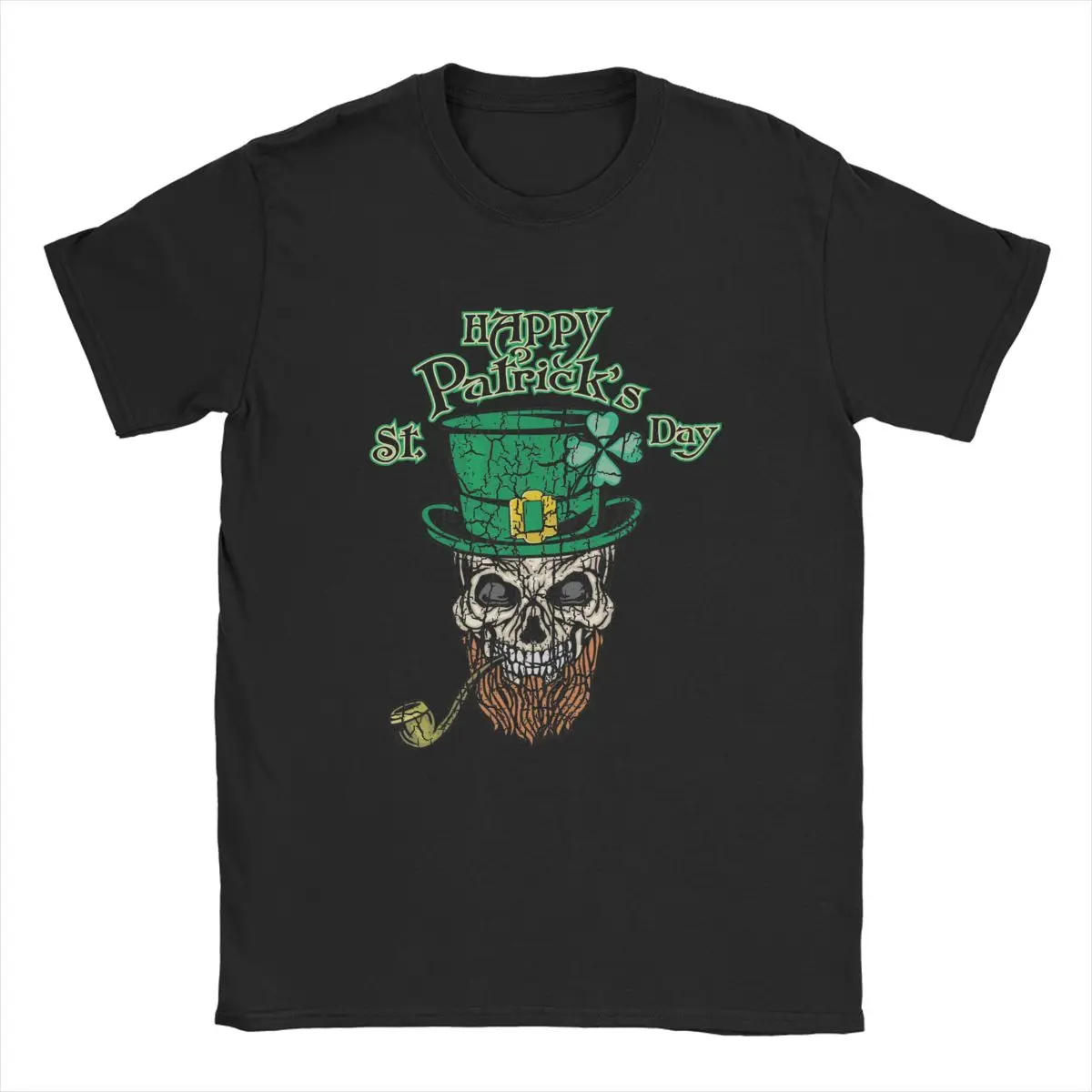 

Happy St Patrick's Day With A Vintage Skull Saint Patricks Day T Shirts Men Women's Cotton T-Shirt Irish Tees Tops Plus Size