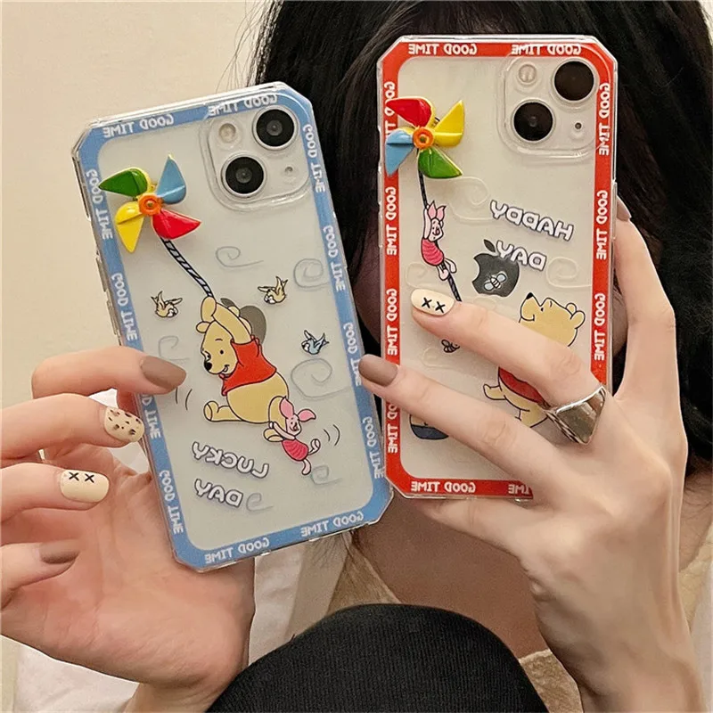 

3D вращающаяся ветряная мельница Disney, Винни-Пух, iPhone7/8/11/12promax, Apple чехол для телефона 13/xs max, милая граница