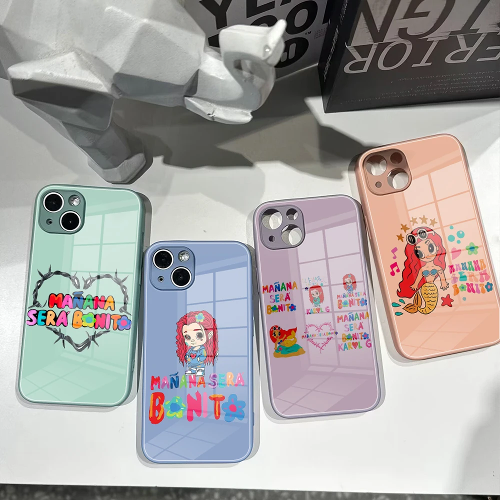For IPhone13Pro Luxury Ins Manana Sera Bonito Phone Case Tempered Glass for IPhone14 11 12 XR XS MAX 7/8 X Plus Mini Color Cover