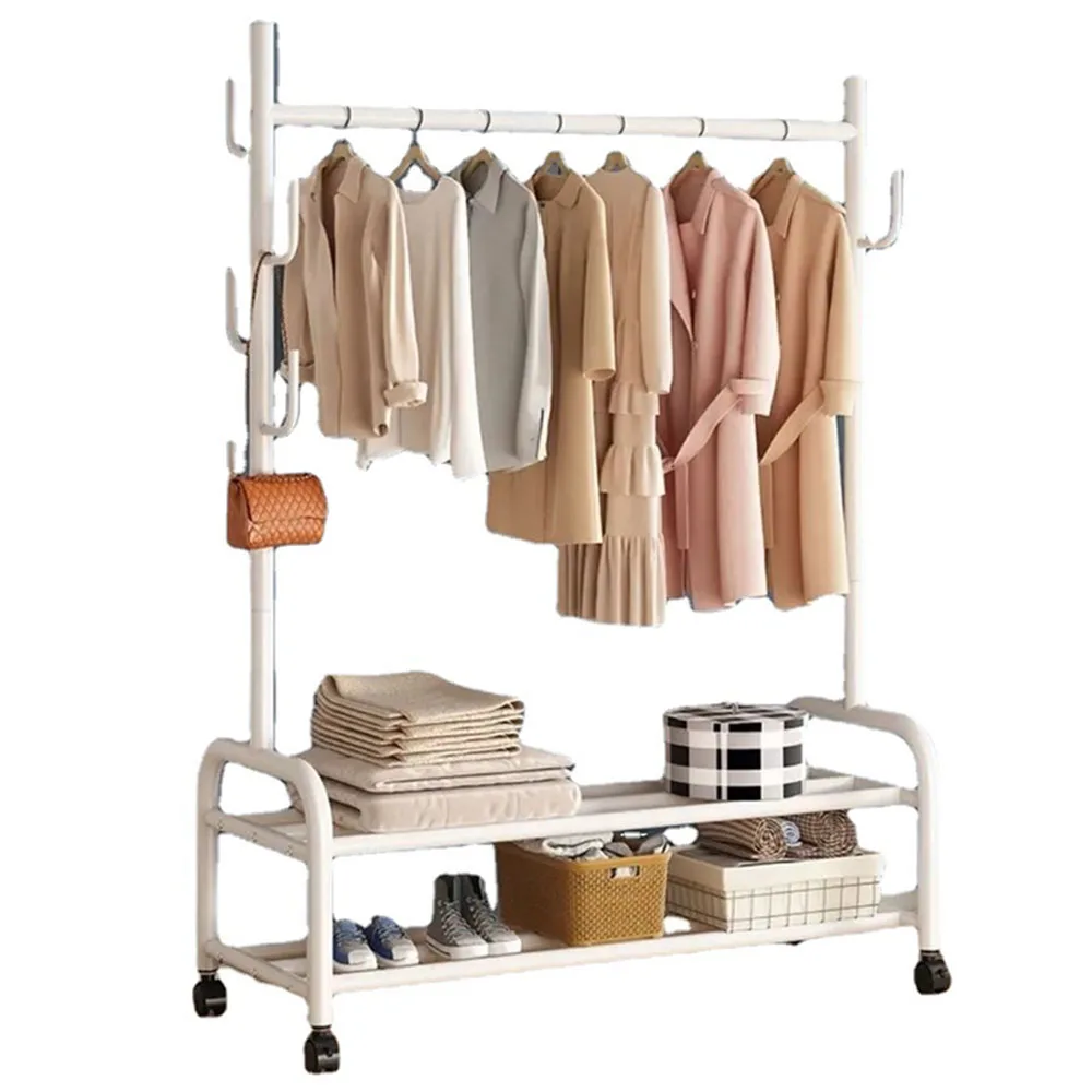 

Living Room Furniture Household Coat Racks Balcony Hanging Clothes Double Deck Ventilation To Ground Portability