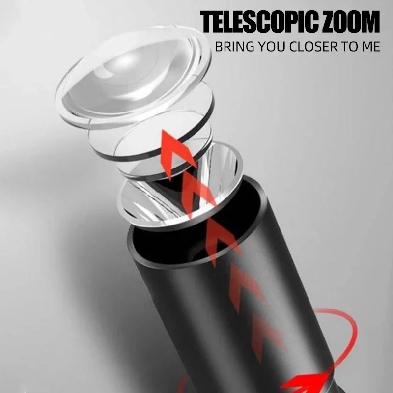 Фото Светодиодный мини-фонарик, портативный телескопический зум, USB-перезаряжаемый водонепроницаемый фонарик, уличный аварийный прожектор №5