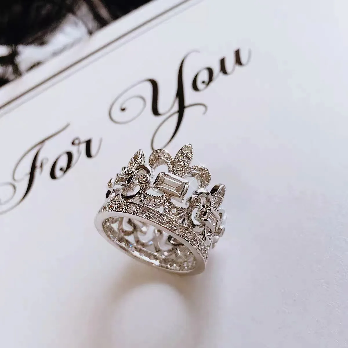 

Crown Diamond Rings for Women 925 Pure Silver Engagement Wedding Ring Fine Jewelry girl gift