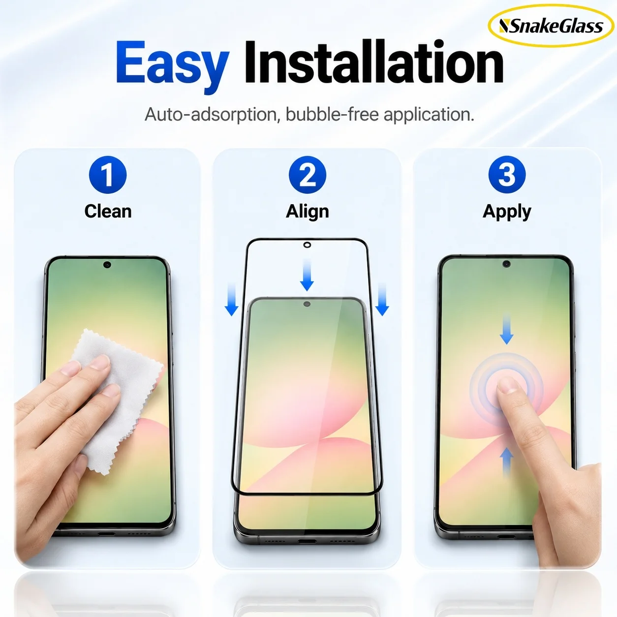 Защитная пленка из закаленного стекла HD, 3 шт., для Samsung Galaxy S26+ S25Ultra S24 S23 S22 S21 S20 S10 S9 S8+ S7EDGE, устойчивая к царапинам (art.: 3920db37ea37c) - 3920db37ea37c