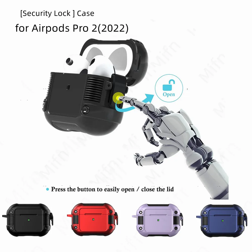 

Армированный чехол для Airpod Pro 2 [замок безопасности] с ключом, Жесткий Чехол, Роскошный чехол для Airpods Pro 2-го поколения, чехол