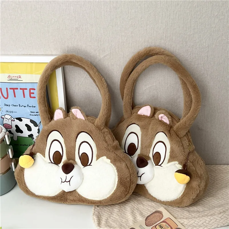 

Cute Cartoon Squirrel Shape Women Small Shoulder Bags Soft Plush Ladies Clutch Purse Handbags New Female Furry Tote Underarm Bag