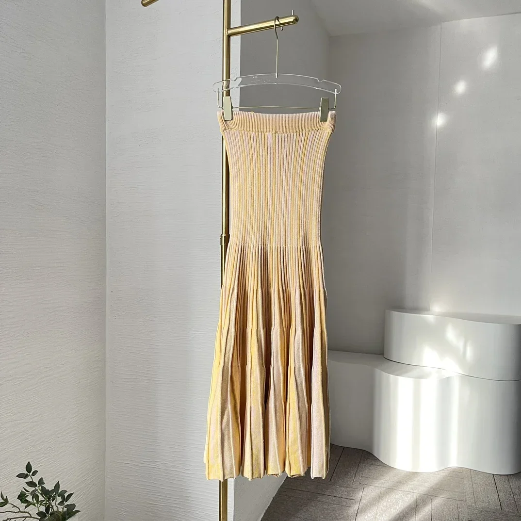 Вязаный жилет без рукавов для женщин в складку Mermaide Skitr и топ-комплект из желтого