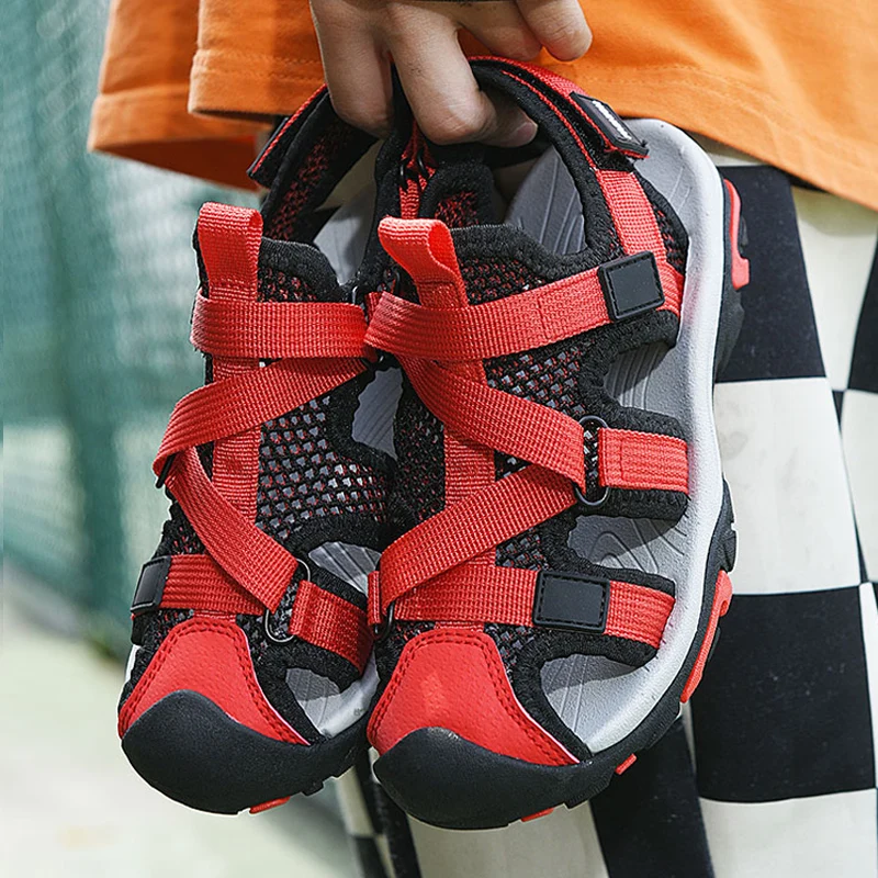 

Сандалии для мальчиков, кроссовки для ходьбы, дышащие, повседневная спортивная обувь, для тенниса, размеры 28-38, лето