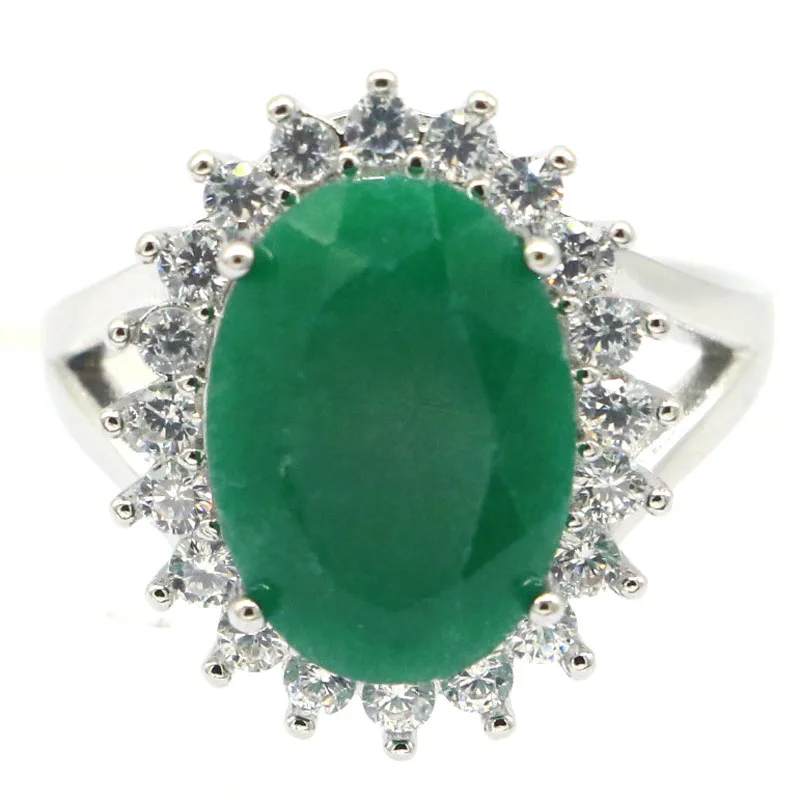 19x16mm Highly Recommend Top Selling Real Green Emerald Blue Sapphire Red Ruby Females Daily Wear Silver Rings