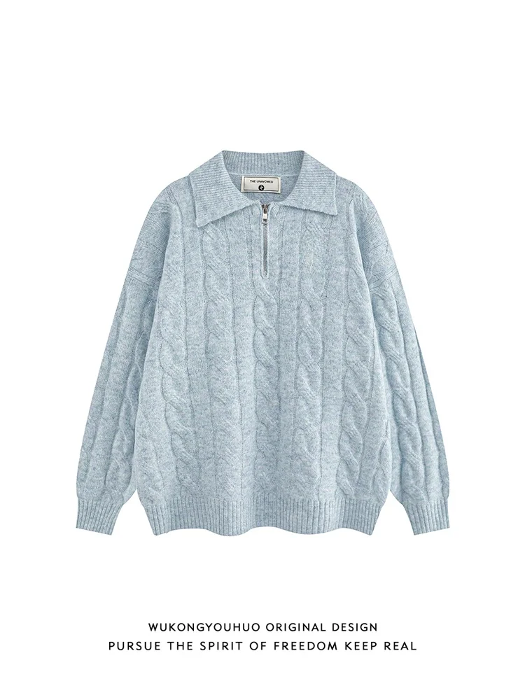 Wukong Goods свитер с воротником-поло и вышивкой в консервативном стиле мужской