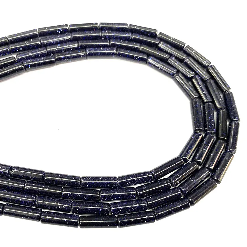 

Wholesale Cylinder Blue Sand Round Natural Stone Spacer Beads For Jewelry Making DIY Women Bracelet Necklace Charms 4*13MM 15''
