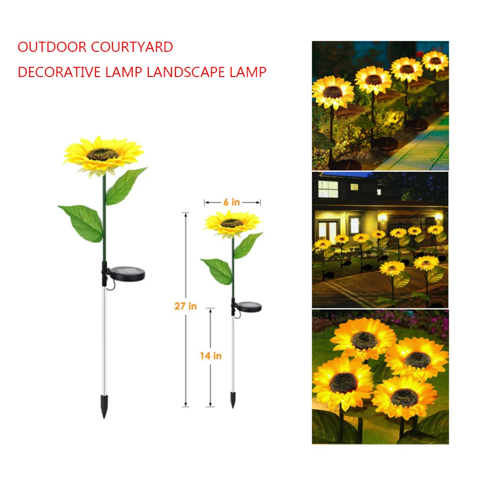 

1-8pc Solar Sunflowers Lights Outside Garden Lawn Light IP65 Waterproof Solar Flowers Pathway Light for Patio Yard Wedding Decor