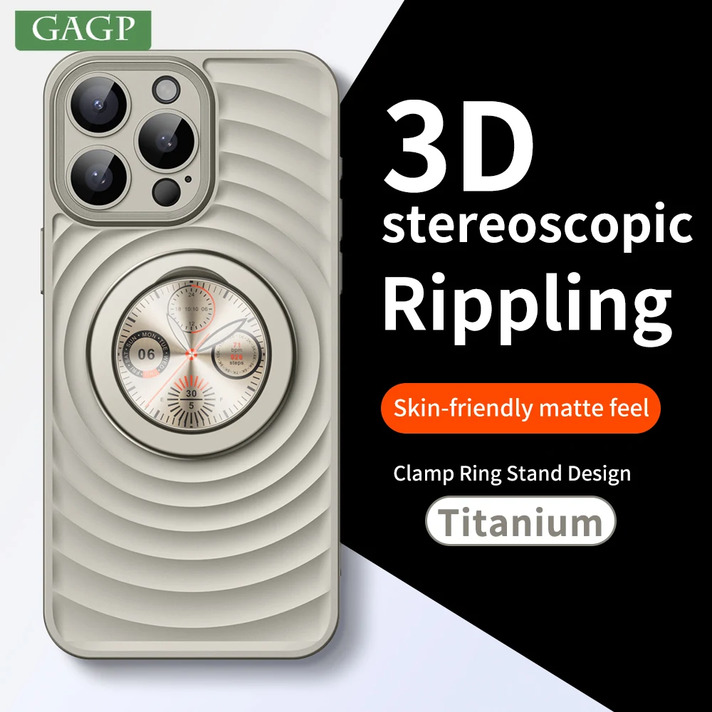Модный 3D волнистый чехол-подставка для iPhone 15 14 13 Pro Max магнитный циферблат часов