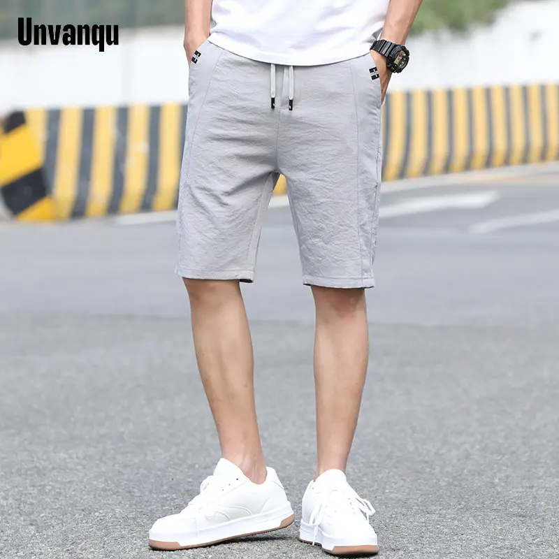 

UNVANQU 2023 Men's Short Trousers Summer Quick Drying Gym Sports Pants Thin Solid Color Fashion Pocket Casual Straight Pantalon