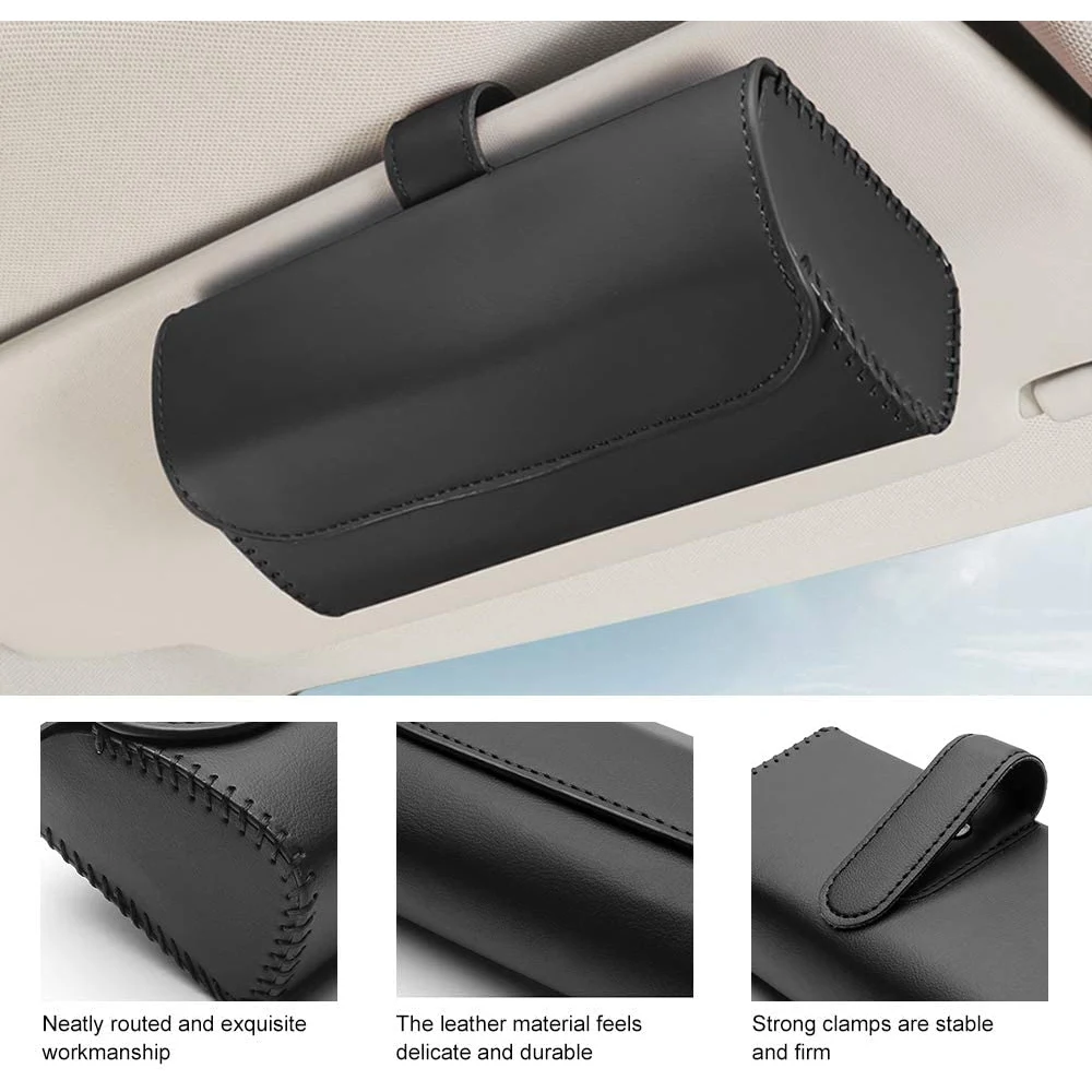 Универсальный автомобильный держатель для солнцезащитных очков кожаный зажим