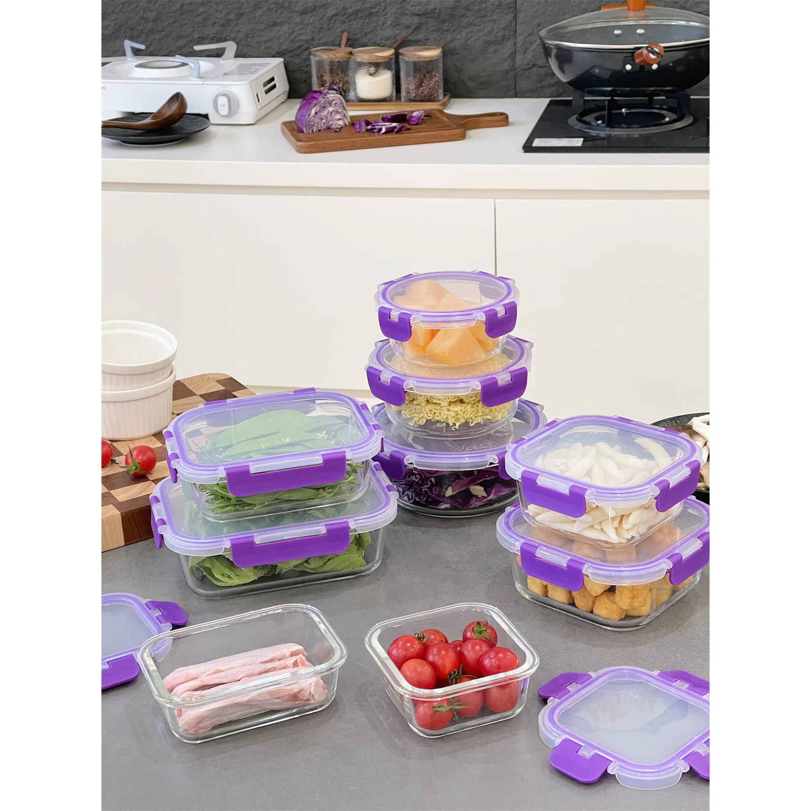 ! 9-Piece Crisper Set High Temperature Resistance Oven Microwave up to-20 ℃ to 450