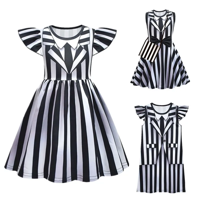 Детский костюм B-Beetlejuice 2 Underworld Mage BBeetleJuiceS карнавальный для девочек черно-белое