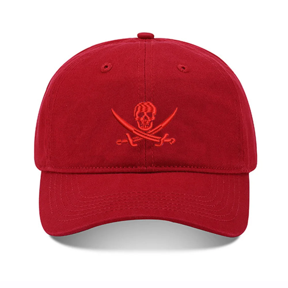 Lyprerazy Baseball Hat Pirate Skull Unisex Embroidery Cap Washed Cotton Embroidered Adjustable |