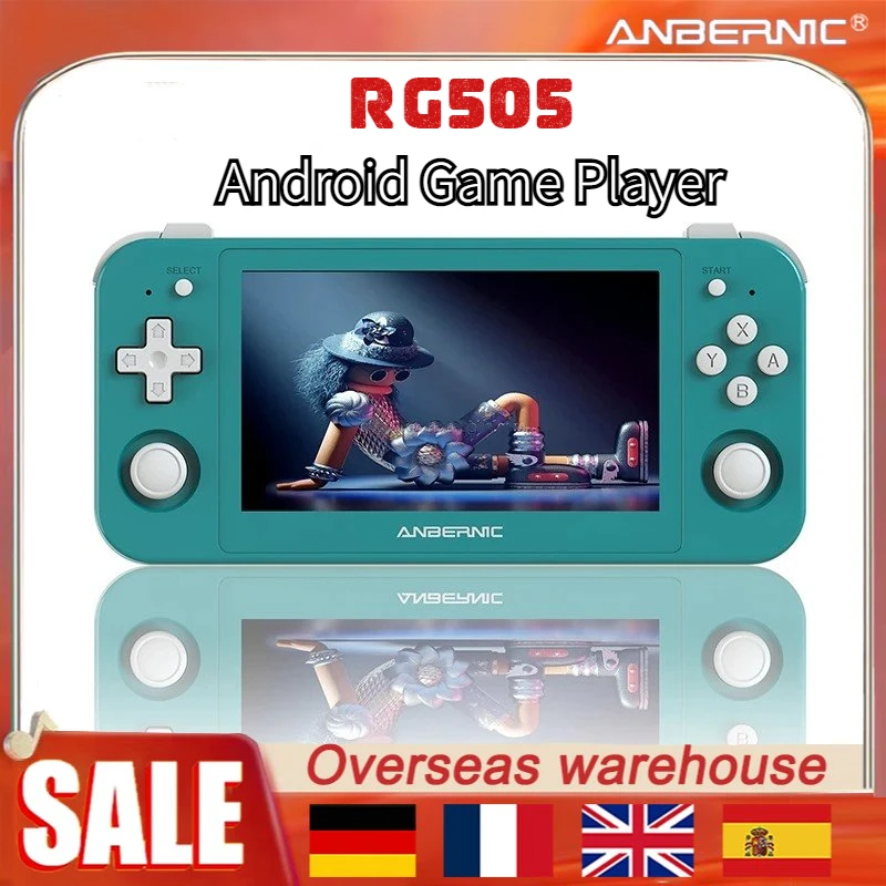 2023 ANBERNIC Original RG505 4.95 Inch  Android 12  Handheld Console Game System OLED Touch Screen T618 64-bit Built-in 256G