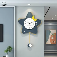 wall clock star metal pointer modern minimalist silent swing large wall clock home decoration for living room reloj pared grande
