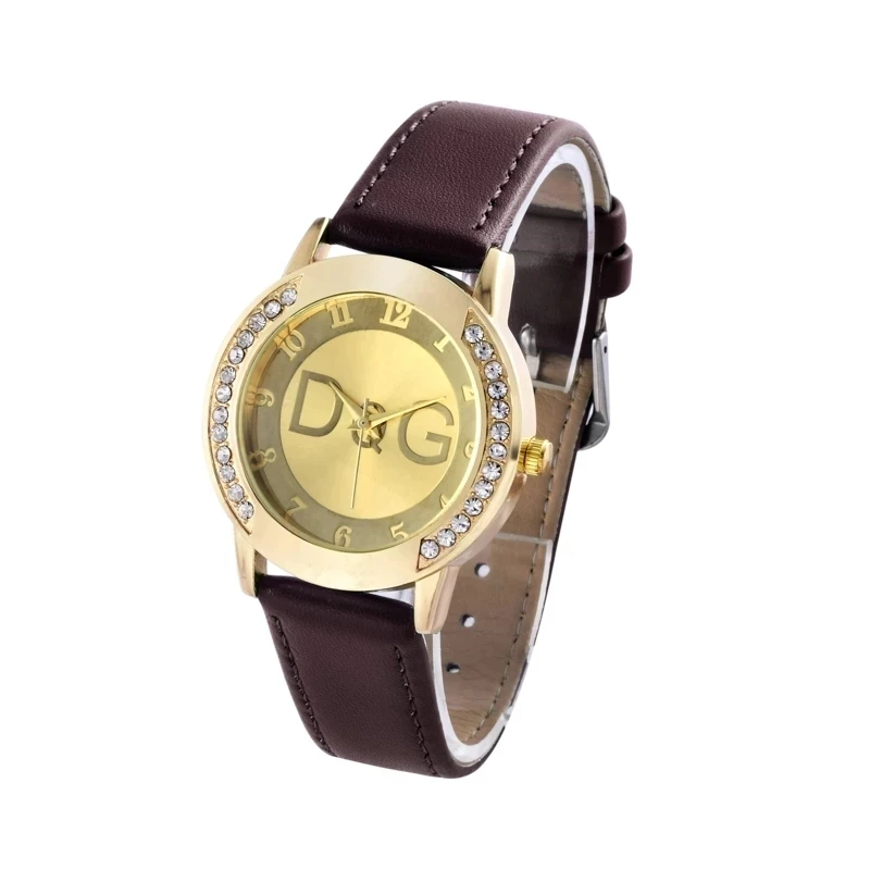 Hot New Women's Rhinestone Quartz Watch, Luxury Brand Accessories, Fashion Black Leather Ladies Sport Watches, Clock Gift 2023