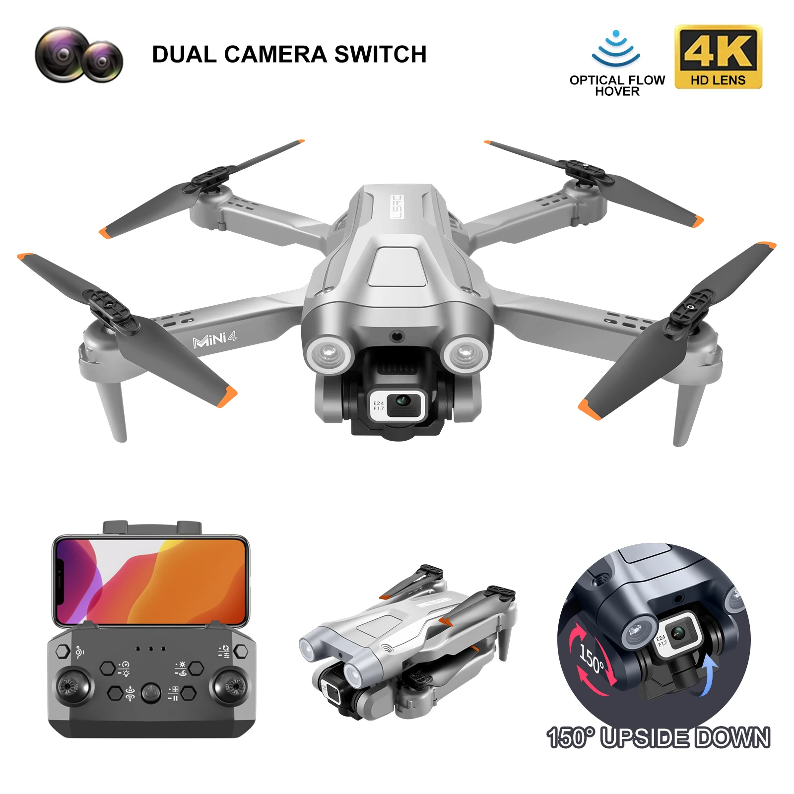 

LSRC MINI-4 RC Дрон с двойной камерой 1080P 4K HD Wi-Fi Fpv фотография складной Квадрокоптер высота удерживания