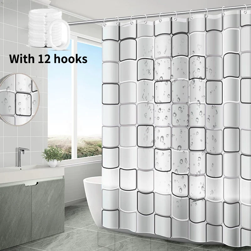 

Водонепроницаемая занавеска для душа с защитой от плесени, прочные экраны для ванной комнаты с крючком, современные шторы для ванны с принт...