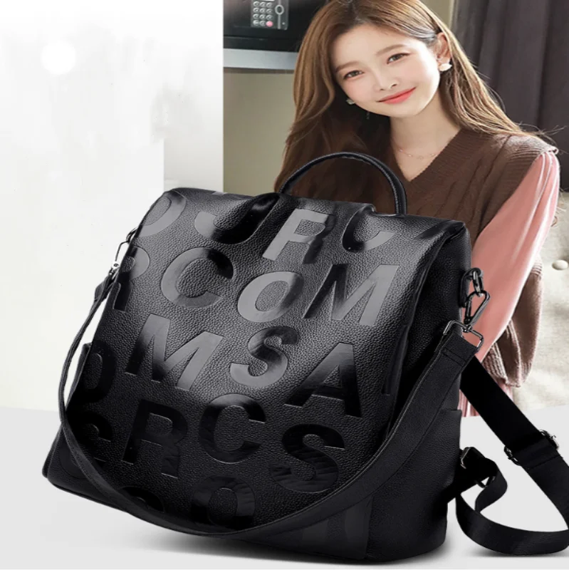 

Women's Luggage & Bags Backpack Mochila Korean Alphabet Bolsos PU Large Capacity Anti-theft School Bag рюкзак Mochila Feminina