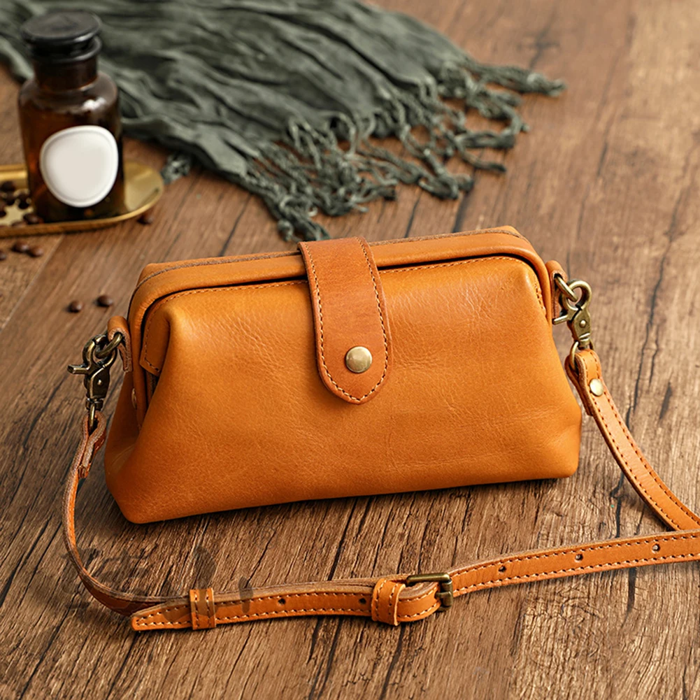 

Ladies Retro Handmade Tote Bag Women Leather Crossbody Bag Vintage Solid Color Crossbody Shoulder Bag Shopping Bag Handbag