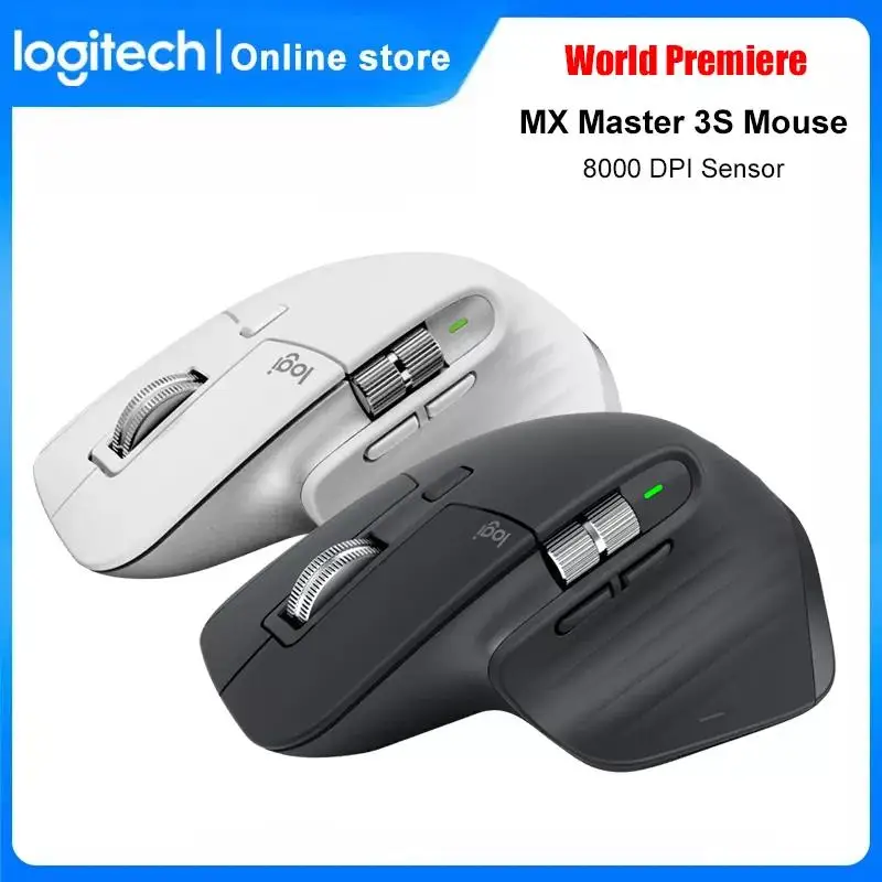 

Logitech MX Master 3S Office Wireless Mouse 8000DPI Sensor 2.4GHz Bluetooth Mice MagSpeed Magnetic Roller