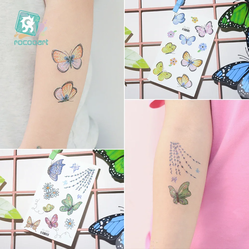 3D Блестящие бабочки временные тату-наклейки Детские татуировки для боди-арта