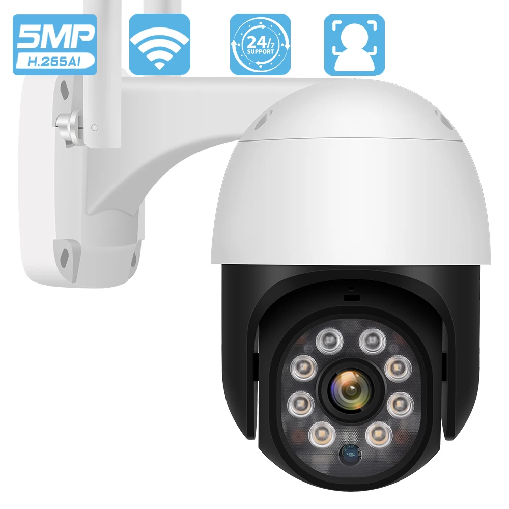 

5MP HD PTZ Wifi Camera IP Outdoor Ai Human Detect Audio 1080P FHD IP Camera Color Night Vision 3MP Wifi Security CCTV IP Camera