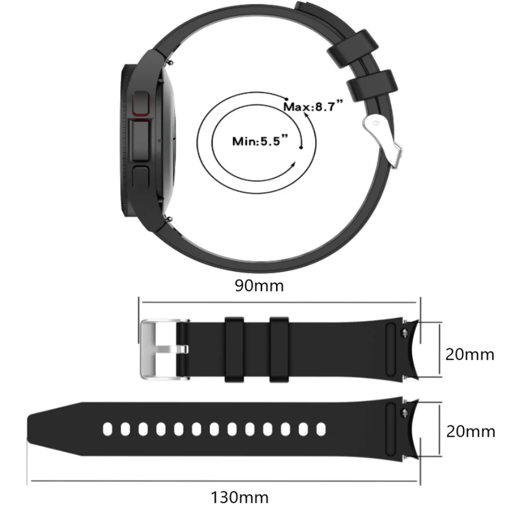 Original Silicone Band for Samsung Galaxy Watch4 Classic 46mm42mm Silicone Strap for Galaxy Watch 4/5 44mm 40mm 20mm Sport Strap
