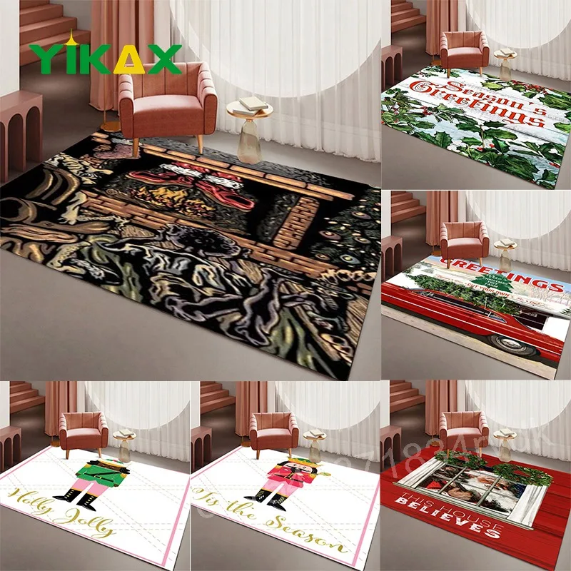 

Christmas Felt Carpet For Living Room Home Decor Large Rugs Santa Claus Kids Room Children Bedroom Bedside Mats New Year Gifts