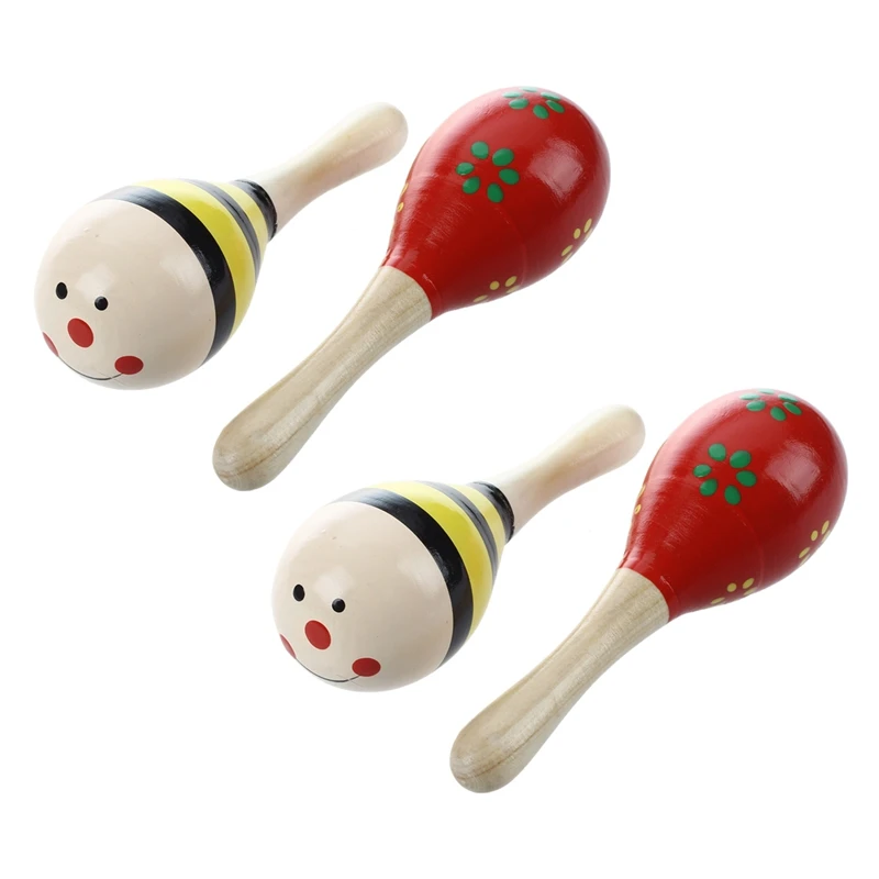 

4 деревянных музыкальных инструмента Maracas, игрушка для детей