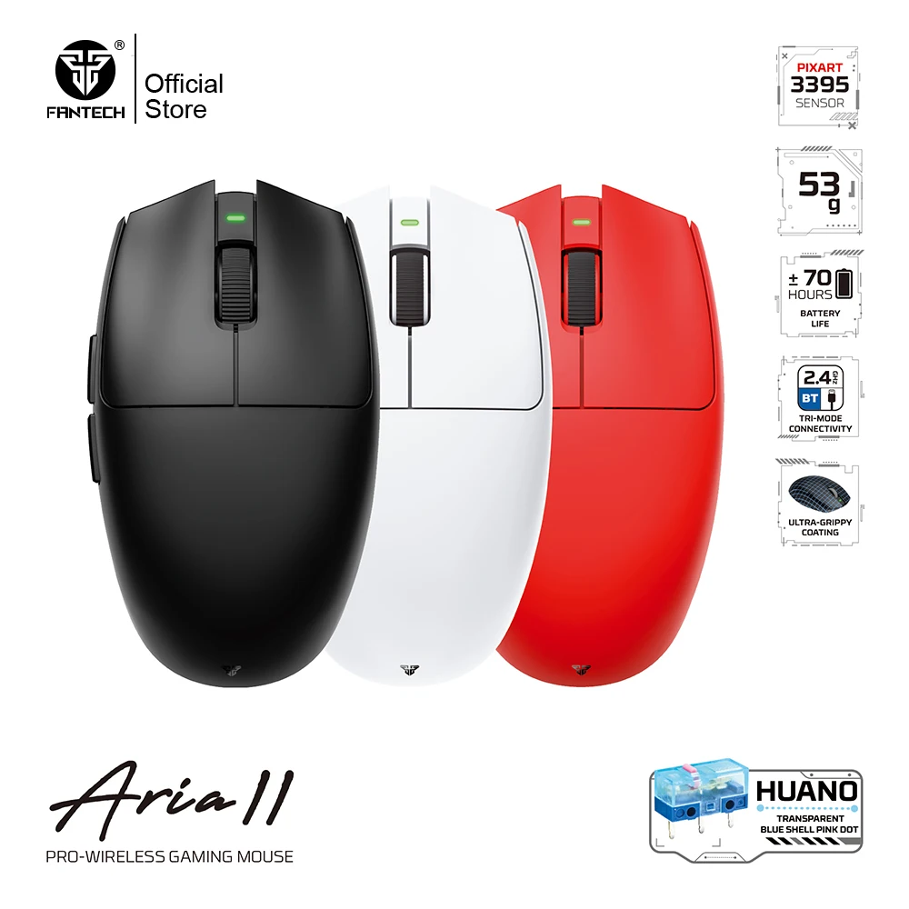 Беспроводная игровая мышь FANTECH Ariall XD7V2 PixArt PAW3395 53 г сверхлегкая HUANO 80 миллионов