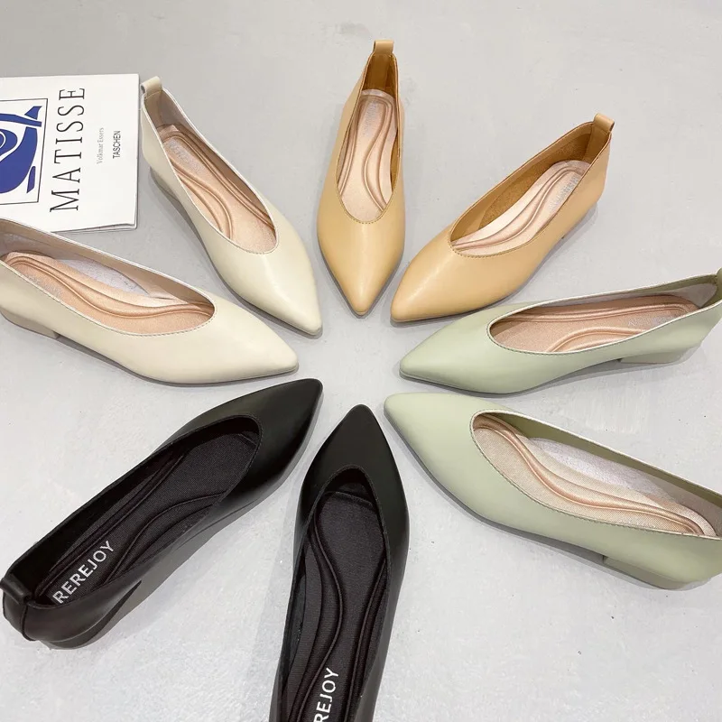 

Sexy Pointed Toe Women Ballet Flats Shoes Slip on White PU Leather Ballerina Comfortable Ladies Casual Shoes Zapatos De Mujer