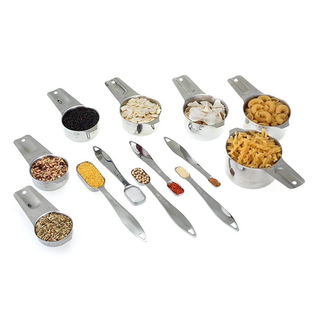

13pcs Measuring Cups and Spoons Set Stainless Steel Stackable Dry Spices Liquid Cooking Baking Ingredients Scoops