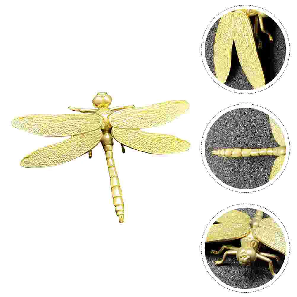 

Dragonfly Brass Figurine Statue Ornament Decor Figurines Sculpture Animal Mini Garden Gold Insect Luck Knobs Good Figure Metal