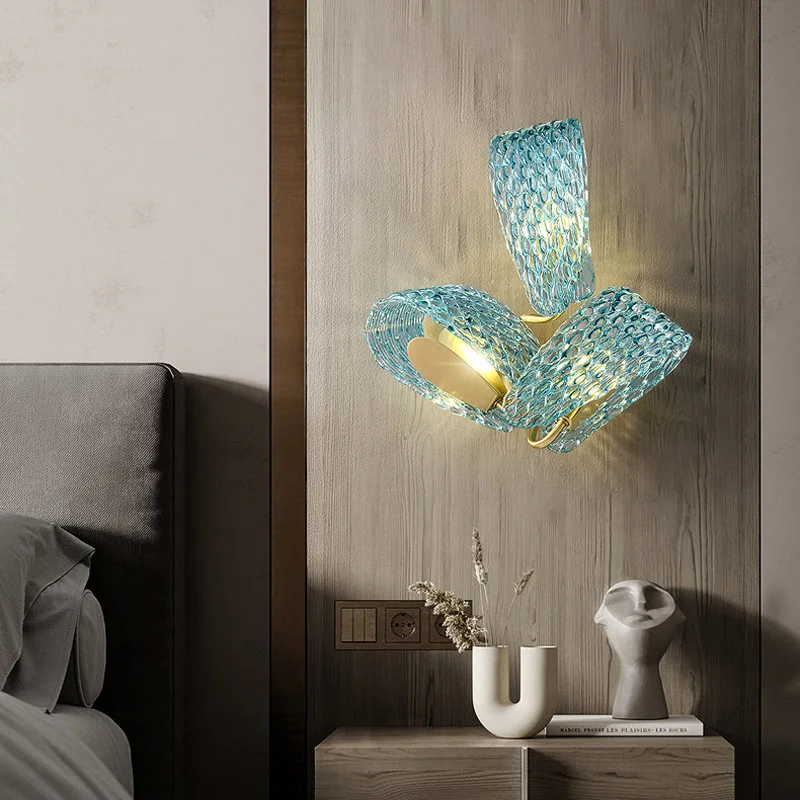 

Pendant Lights Luxury modern bedroom headboard wall background wall light luxury living room decorative wall glass creative lamp